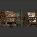 Decorative Scene Components With Wooden Stands Green Spherical Decor And Textured Containers