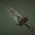 Ancient Bronze Weapon With Carved Blade And Decorative Hilt Design
