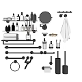 Modern Bathroom Accessories with Black Metal Towel Racks Mirror Soap Dispensers and Holders