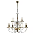 Elegant Crystal Chandelier with Gold Metal Frame and Candle Shaped Bulbs Multiple Arms Design