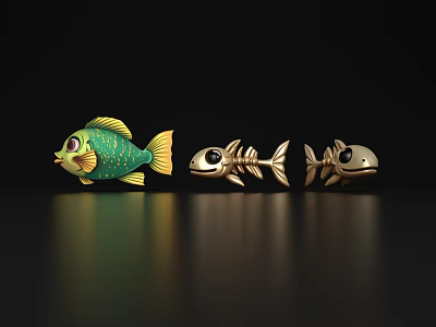 Fish Bone Cartoon Q Version Fish Bone Skeleton Fish Skeleton Fish Bone Fish Fossil Cartoon Fish Wood Fish Fish Fish Fin Wood Fish Decoration Fish Accessories Fish 3d model