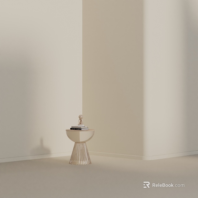 Minimalist Modern Side Table With Geometric Metal Base And Decorative Books In Light Interior Space 3d model 