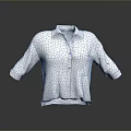 White Casual Three Quarter Sleeve Shirt With Collar And Button Front 3d model