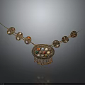 Elegant Golden Statement Necklace With Colorful Gemstones Round Decorations And Tassel