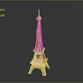 Golden Eiffel Tower Miniature Model With Intricate Design And Black Background Reflection 3d model