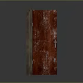 Red Wooden Doors With Peeling Paint One Closed One Open On Gray Reflective Floor