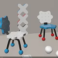 Playful Children's Chairs With Flower Shaped Backrest And Colorful Ball Feet
