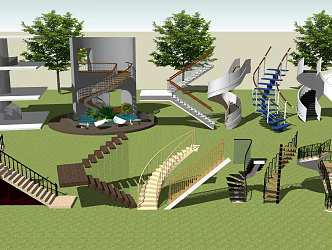 modern revolving staircase revolving staircase handrail staircase 3d model