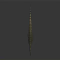 3D Dinosaur Character Model With Long Snout Open Mouth Striped Skin Standing On Black Background