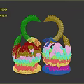 Pair Of Swan Shaped Decorative Furniture With Red Bows And Intricate Design