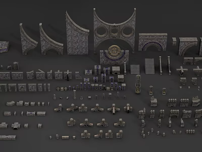 Assorted Stone Architectural Decorative Elements With Various Shapes And Designs 3d model