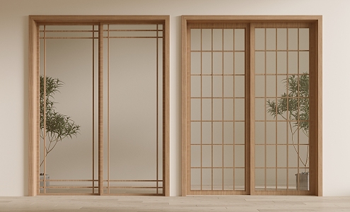 New Chinese-style sliding door 3d model