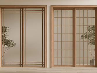 New Chinese-style sliding door 3d model