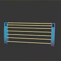 Blue Metal Rack With Horizontal Bars On Black Background And Reflection