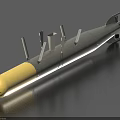 Military Missile With Yellow Nose Cone Gray Body And Aerodynamic Stabilizing Fins