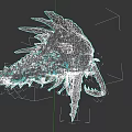 Fierce Spiked Monster Game Movie Character With Glowing Orange Purple Lights And Tentacles
