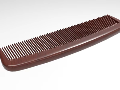 Dark Brown Wooden Comb With Long Teeth And Smooth Handle Design 3d model