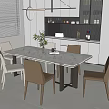 Modern Dining Table And Chairs Set With Marble Top In Bright Modern Space 3d model