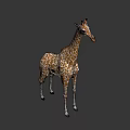 Realistic 3D Giraffe Model With Brown White Spots Standing On Grey Background 3d model