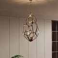 Elegant Modern Golden Openwork Chandelier with Irregular Geometric Design for Ceiling Interior Lighting 3d model