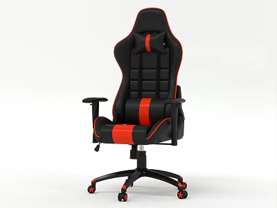Ergonomic Black Red Leather Gaming Chair With Adjustable Armrests And Rolling Wheels 3d model