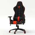 Ergonomic Black Red Leather Gaming Chair With Adjustable Armrests And Rolling Wheels