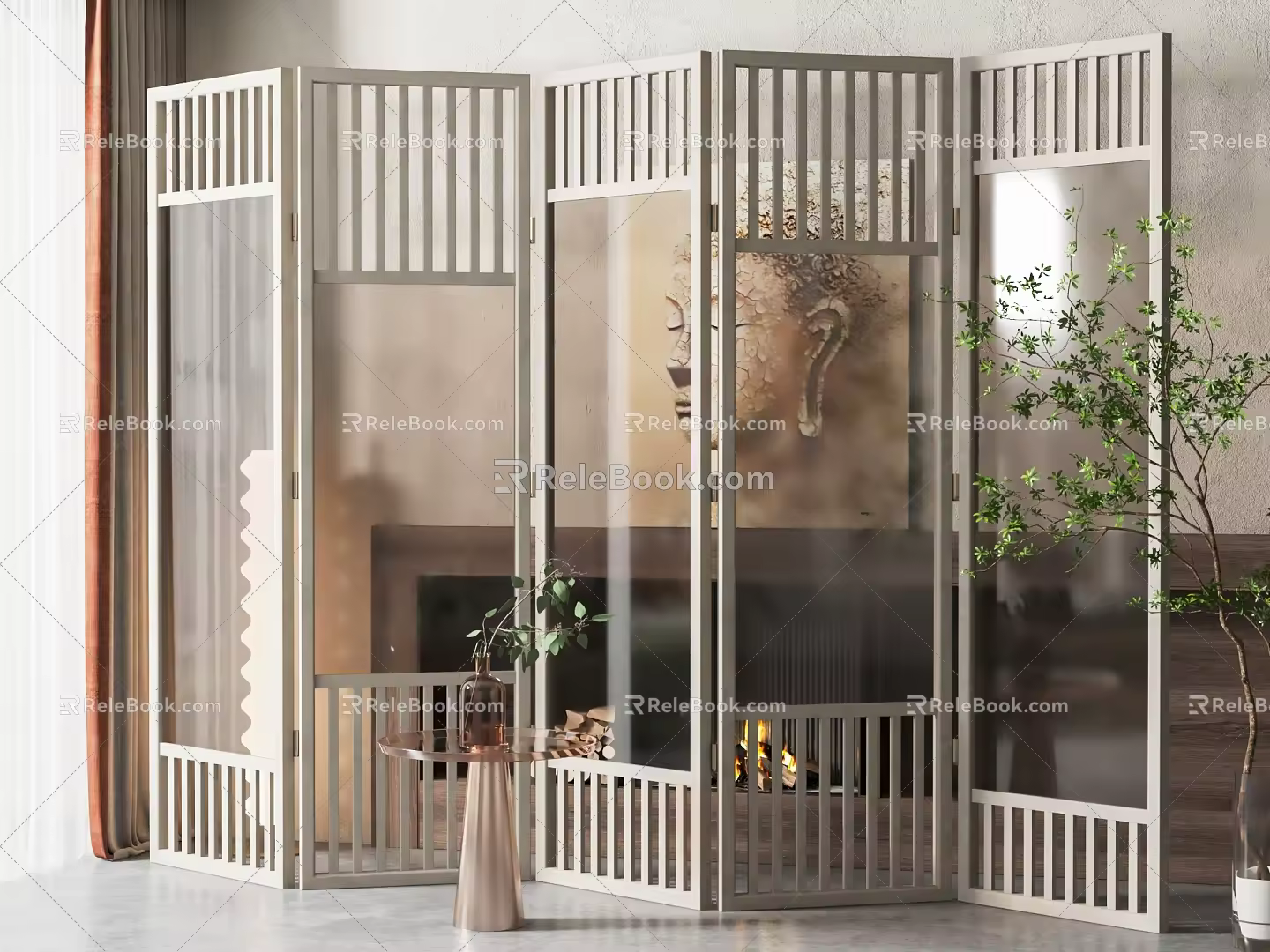 New Chinese Style Screen Screen Partition 3d model