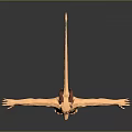 Low Poly Game and Movie Character with Antler Head Nude Body Standing with Arms Outstretched