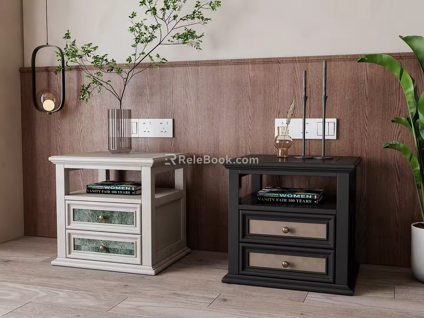 Jane European bedside table combination 3d model