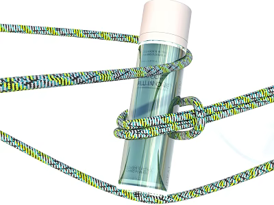 JIL SANDER Elegant Transparent Cosmetic Bottle With Colorful Braided Rope 3d model