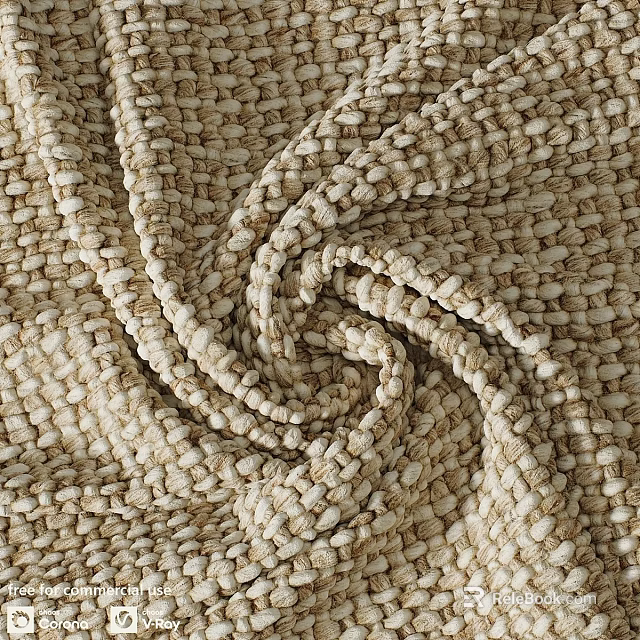 Beige Woven Fabric Components With Spiral Folds And Detailed Textured Pattern Design 3d model 