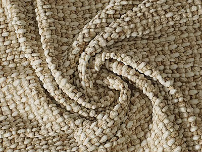 Beige Woven Fabric Components With Spiral Folds And Detailed Textured Pattern Design 3d model