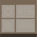 Decorative White Ceiling Panels With Various Ornate Patterns And Circular Square Motifs 3d model