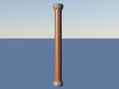 Decorative Brown Pillar With Gray Top and Bottom on Blue Background 3d model