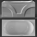 Modern White Bathtub Design With Chrome Grab Bar And Smooth Acrylic Surface