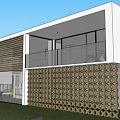 Modern Detached Villa With Green Roof Glass Walls Swimming Pool And Rock Landscape