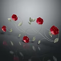 Intricate Floral Carving With Red Roses Silver Leaves And Curved Vines