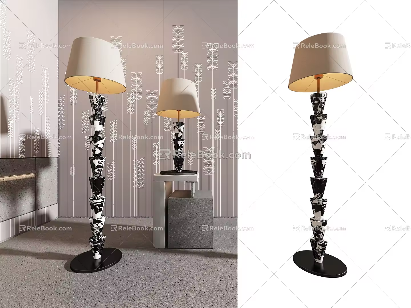 Rear floor lamp table lamp combination 3d model