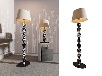 Rear floor lamp table lamp combination 3d model