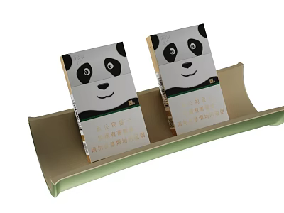 Two Stylish Panda Design Cigarette Packs Displayed in Green Tray 3d model