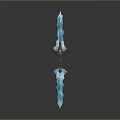 Blue Glowing Icy Magic Weapon With Intricate Sword Design And Light Effects