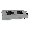 Modern Gray Double Sofa With Black Cushions And Comfortable Sleek Design 3d model