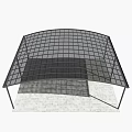 Curved Top Black Frame Canopy with Brick Paved Floor for Outdoor Spaces