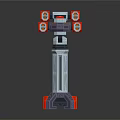 Mechanical Weapon With Red Gray Components And Multi Barrel Launcher Tower Structure 3d model