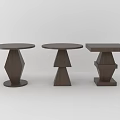 Modern Wooden Side Tables With Geometric Bases In Three Different Sizes 3d model