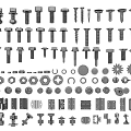Essential Hardware Tools Set with Screws Nuts Wrenches Gears Bolts and Washers