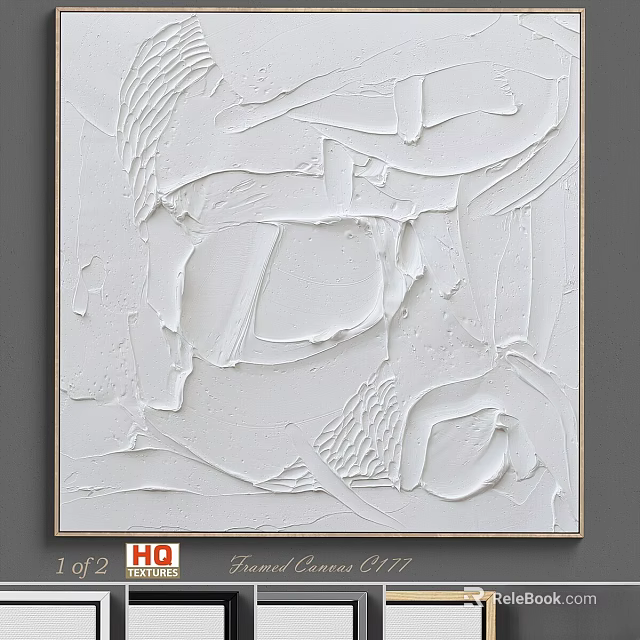 White Abstract Wall Art With Textured Surface For Home Decoration 3d model 