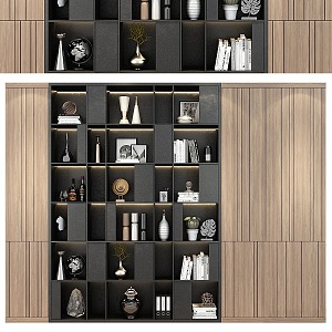 Luxury Wooden Bookshelf 3d model