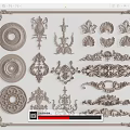 European-style Carved Line Carved Roman Column Plaster Line Corner Column 3d model