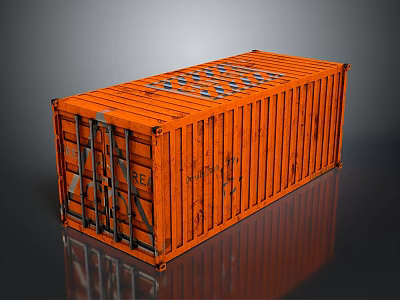 Orange Shipping Container With Metal Doors Corrugated Sides And Rustic Finish 3d model